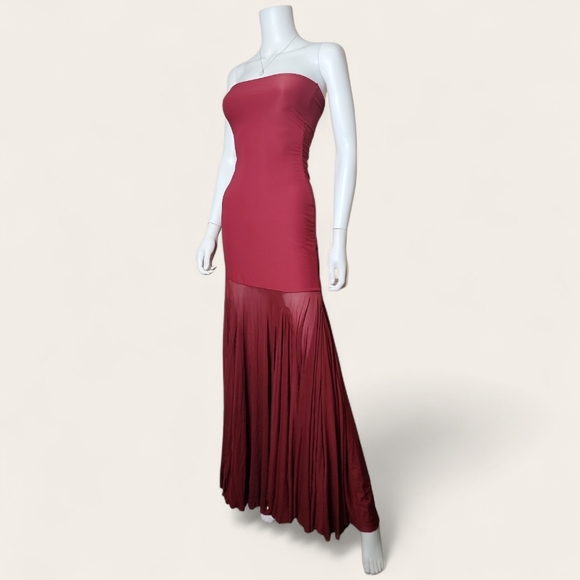 NWT $380 DEME BY GABRIELLA Dahlia Gown In Maroon XS